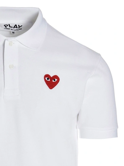 Shop Comme Des Garçons Play Logo Patch  Shirt Polo White