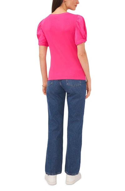 Shop 1.state Puff Sleeve Rib Knit T-shirt In Cabaret Pink