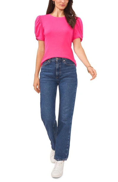 Shop 1.state Puff Sleeve Rib Knit T-shirt In Cabaret Pink