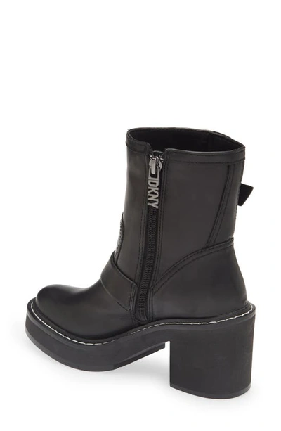 Shop Dkny Daray Buckle Block Heel Bootie In Black