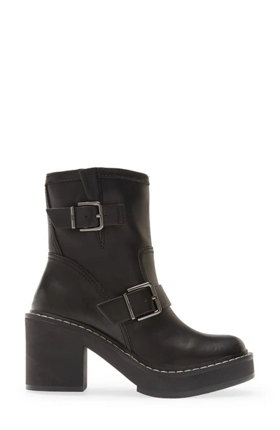 Shop Dkny Daray Buckle Block Heel Bootie In Black