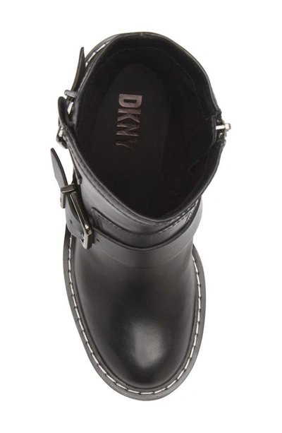 Shop Dkny Daray Buckle Block Heel Bootie In Black