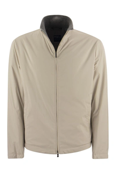 Shop Fedeli Cashmere Lined Jacket In Cream/grey