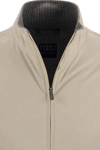 Shop Fedeli Cashmere Lined Jacket In Cream/grey