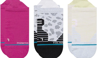 Shop Stance On The Go Assorted 3-pack Tab Socks In Magenta