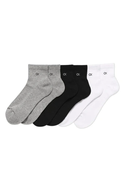 Shop Calvin Klein 6-pack Quarter Cut Socks In Grey