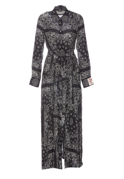 Shop Golden Goose Logo Patch Paisley Print Long Dress In Anthracite
