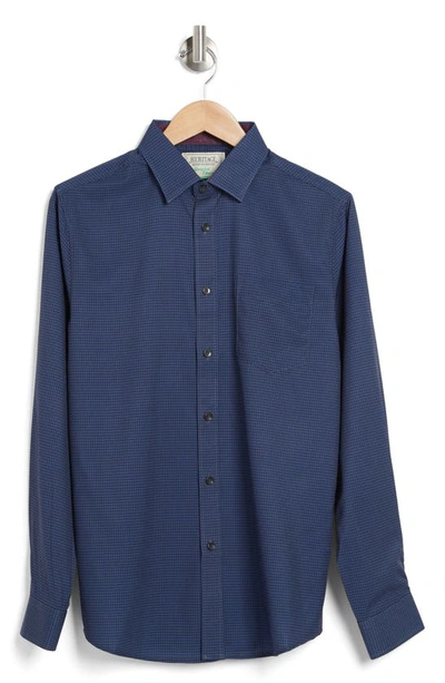 Shop Report Collection Recycled 4-way Mini Geo Print Sport Shirt In Blue