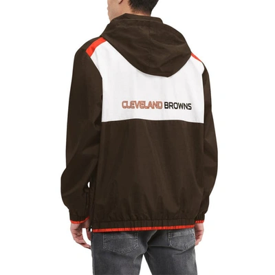 Shop Tommy Hilfiger Brown/white Cleveland Browns Carter Half-zip Hooded Top