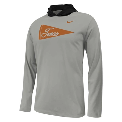 Shop Nike Youth  Gray Texas Longhorns Sideline Performance Long Sleeve Hoodie T-shirt