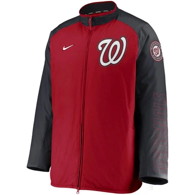 Shop Nike Red/navy Washington Nationals Authentic Collection Dugout Full-zip Jacket