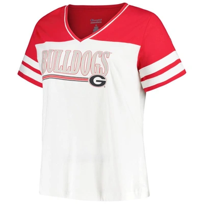 Shop Profile White/red Georgia Bulldogs Plus Size Field Game V-neck T-shirt