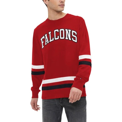 Shop Tommy Hilfiger Red/black Atlanta Falcons Nolan Long Sleeve T-shirt