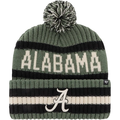 Shop 47 ' Green Alabama Crimson Tide Oht Military Appreciation Bering Cuffed Knit Hat With Pom
