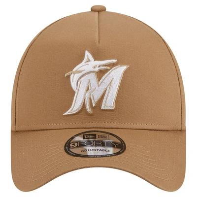 Shop New Era Khaki Miami Marlins A-frame 9forty Adjustable Hat