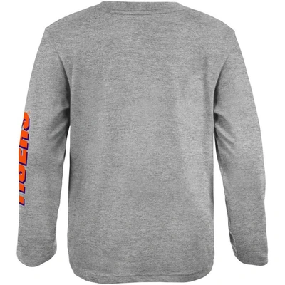 Shop Outerstuff Youth Heather Gray Clemson Tigers 2-hit For My Team Long Sleeve T-shirt