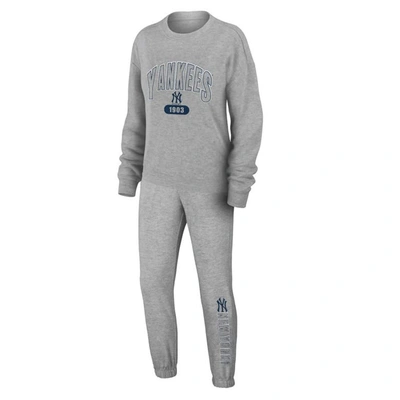 Shop Wear By Erin Andrews Gray New York Yankees Plus Size Knitted Lounge Set