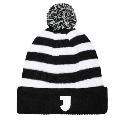 Shop Fan Ink Black Juventus Casual Cuffed Knit Hat With Pom