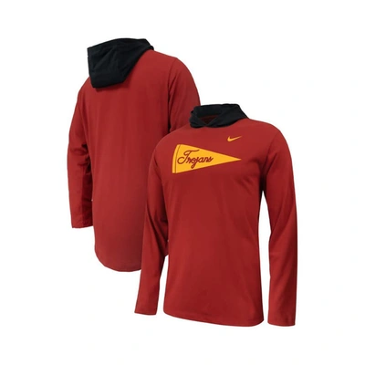Shop Nike Youth  Cardinal Usc Trojans Sideline Performance Long Sleeve Hoodie T-shirt