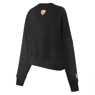 Shop Pro Standard Black Brooklyn Nets Glam Cropped Pullover Sweatshirt