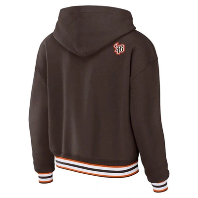 Shop Wear By Erin Andrews Brown Cleveland Browns Lace-up Pullover Hoodie