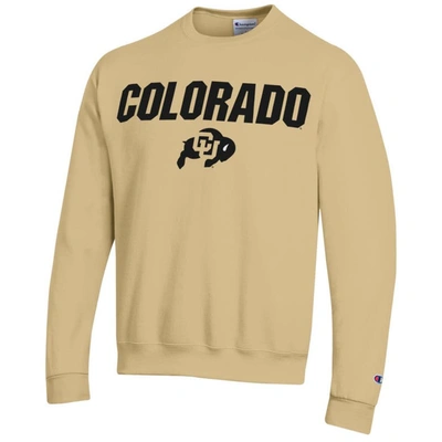 Shop Champion Gold Colorado Buffaloes Straight Over Logo Powerblend Pullover Sweatshirt