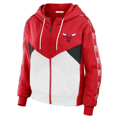 Wear By Erin Andrews Red Chicago Bulls Color-block Full-zip Hoodie In Red