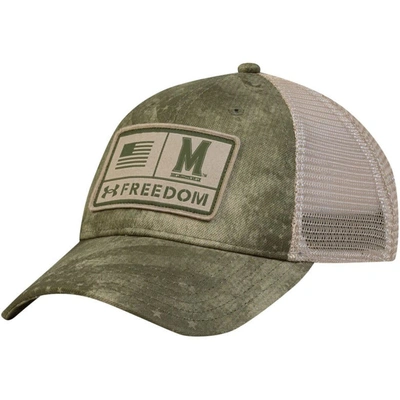 Shop Under Armour Camo Maryland Terrapins Sideline Blitzing Trucker Performance Adjustable Hat