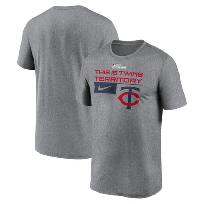 Shop Nike Heather Charcoal Minnesota Twins 2023 Postseason Legend Performance T-shirt