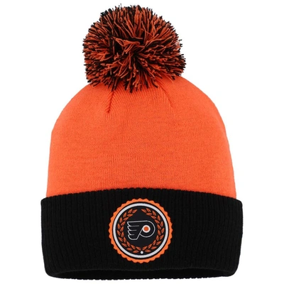 Shop Adidas Originals Adidas Orange Philadelphia Flyers Laurel Cuffed Knit Hat With Pom