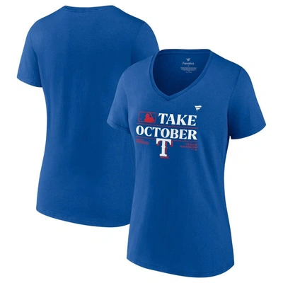 Shop Fanatics Branded  Royal Texas Rangers 2023 Postseason Locker Room V-neck T-shirt