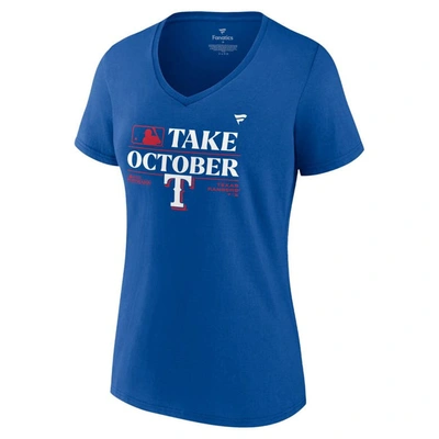 Shop Fanatics Branded  Royal Texas Rangers 2023 Postseason Locker Room V-neck T-shirt
