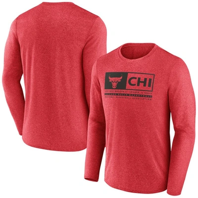 Shop Fanatics Branded Heather Red Chicago Bulls Three-point Play T-shirt