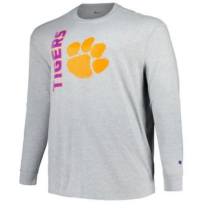 Shop Champion Heather Gray Clemson Tigers Big & Tall Mascot Long Sleeve T-shirt