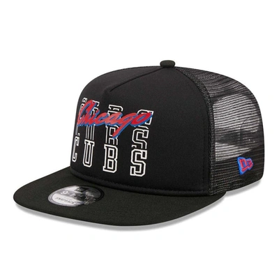 Shop New Era Black Chicago Cubs  Street Team A-frame Trucker 9fifty Snapback Hat