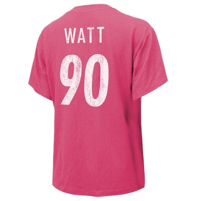 Shop Majestic Threads T.j. Watt Pink Pittsburgh Steelers Name & Number T-shirt