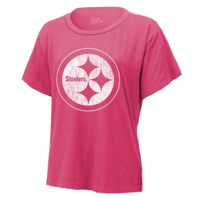 Shop Majestic Threads T.j. Watt Pink Pittsburgh Steelers Name & Number T-shirt