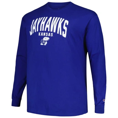 Shop Champion Royal Kansas Jayhawks Big & Tall Arch Long Sleeve T-shirt