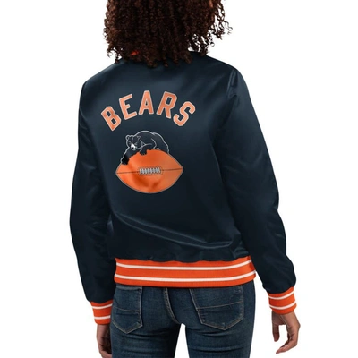 Shop Starter Navy Chicago Bears Full Count Satin Full-snap Varsity Jacket