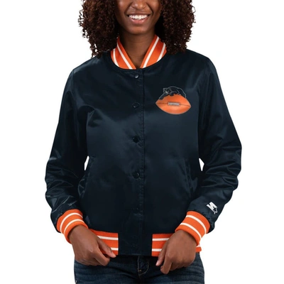 Shop Starter Navy Chicago Bears Full Count Satin Full-snap Varsity Jacket