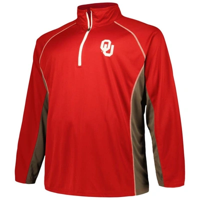Shop Profile Crimson Oklahoma Sooners Big & Tall Quarter-zip Raglan Jacket