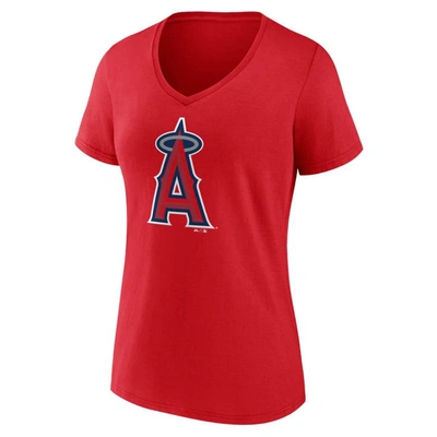 Shop Fanatics Branded Red Los Angeles Angels Core Official Logo V-neck T-shirt