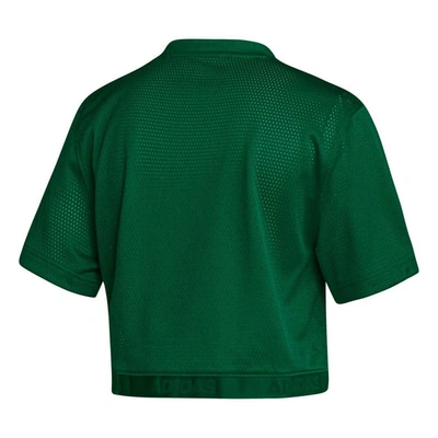 Shop Adidas Originals Adidas Green Miami Hurricanes Primegreen V-neck Cropped Jersey