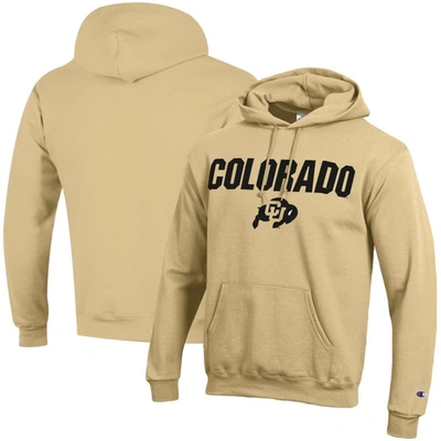 Shop Champion Gold Colorado Buffaloes Straight Over Logo Powerblend Pullover Hoodie