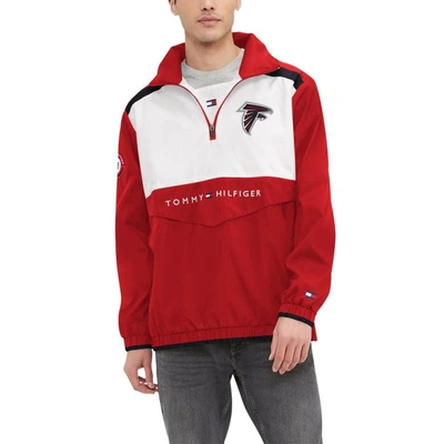 Shop Tommy Hilfiger Red/white Atlanta Falcons Carter Half-zip Hooded Top