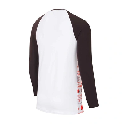 Shop Concepts Sport White/brown Cleveland Browns Tinsel Raglan Long Sleeve T-shirt & Pants Sleep Set