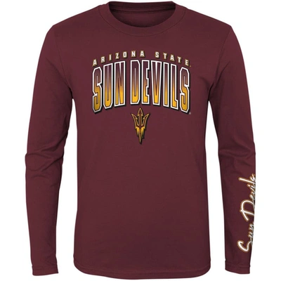 Shop Outerstuff Youth Gold/maroon Arizona State Sun Devils Fan Wave T-shirt Combo Pack