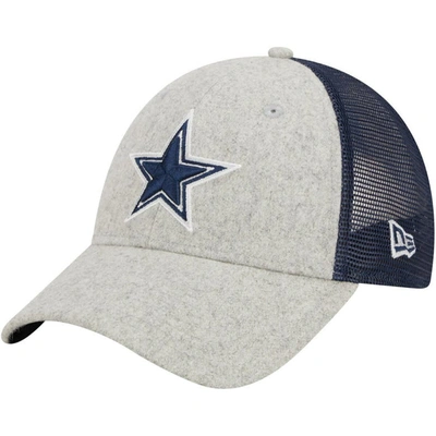 Shop New Era Heather Gray/navy Dallas Cowboys Pop Trucker 9forty Adjustable Hat