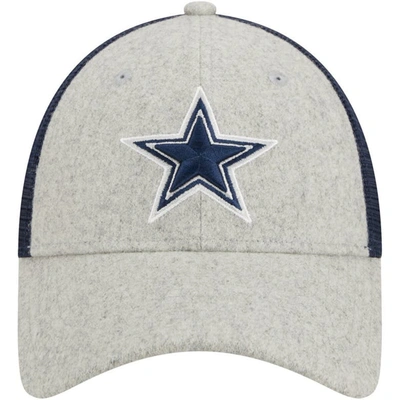 Shop New Era Heather Gray/navy Dallas Cowboys Pop Trucker 9forty Adjustable Hat