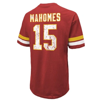 Majestic Men's  Threads Patrick Mahomes Red Distressed Kansas City Chiefs Name And Number Oversize Fi In Red